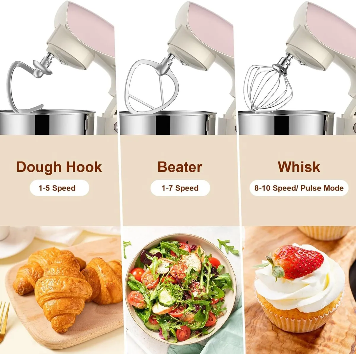 Small Stand Mixer 1500W 10-Speed Food Mixers For - Image 4