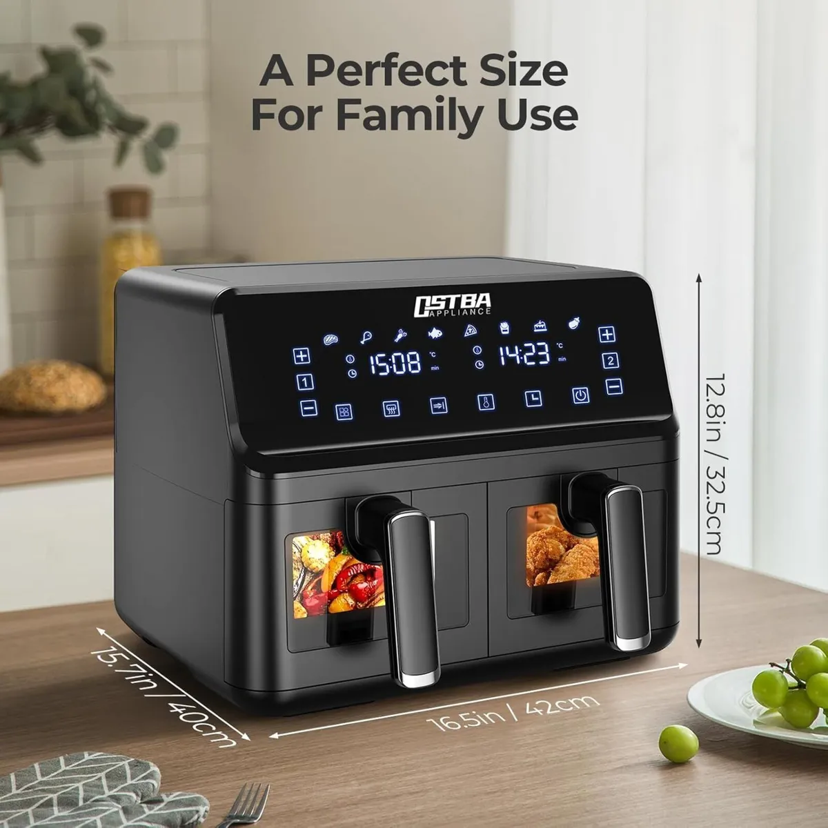 OSTBA APPLIANCE Dual Air Fryer 4+4L Zone with - Image 2