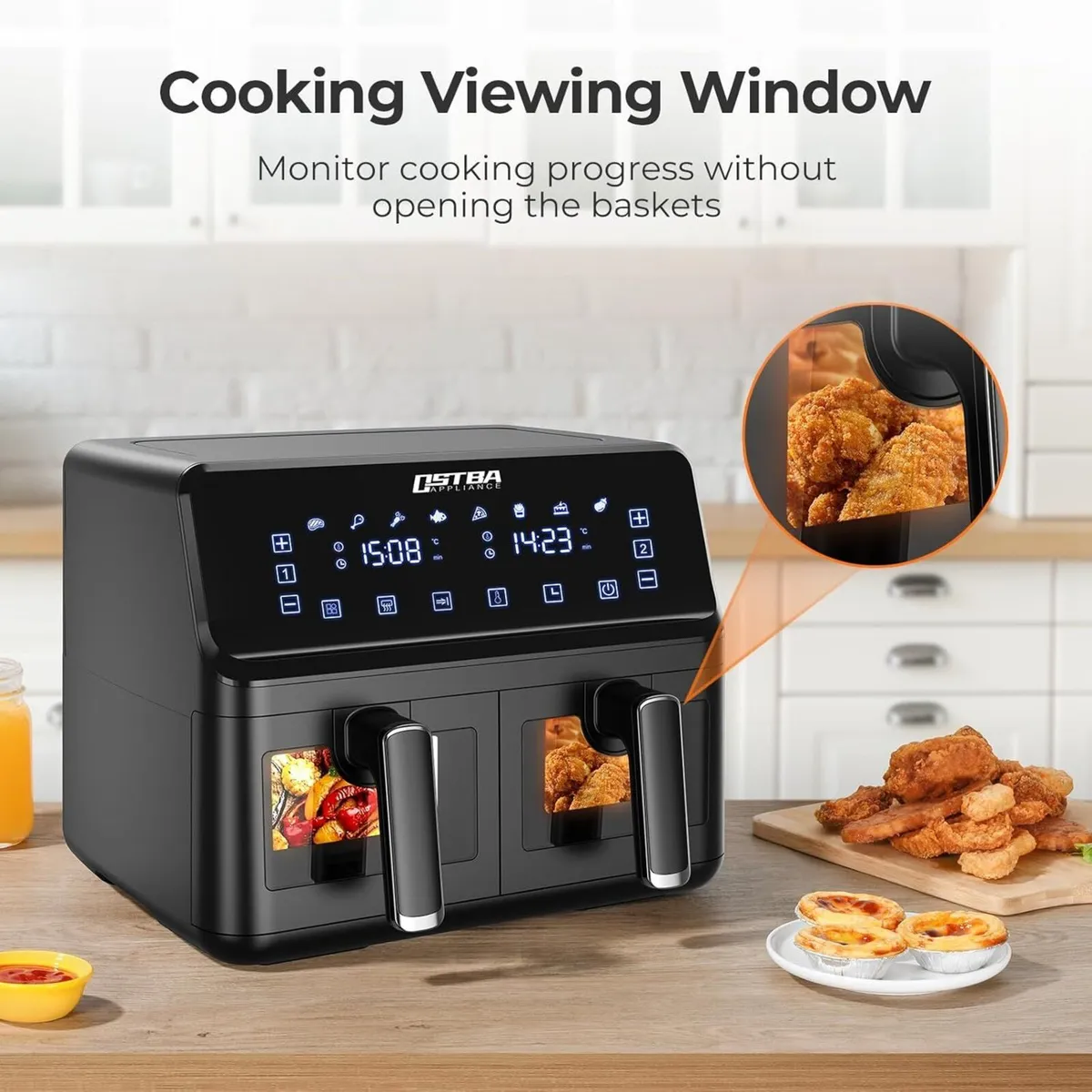 OSTBA APPLIANCE Dual Air Fryer 4+4L Zone with - Image 3