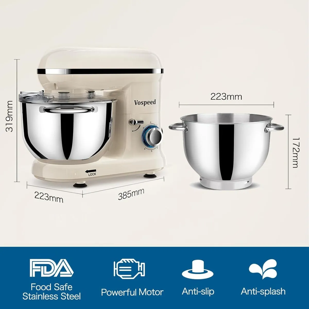 Stand Mixer Food Dough Blender 6.2L Electric Cake - Image 2