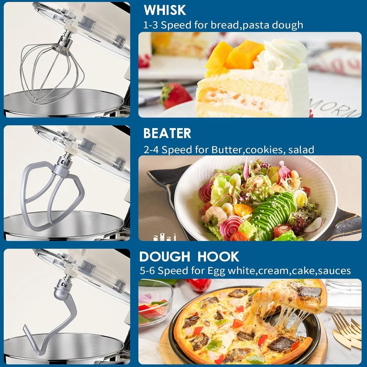 Stand Mixer Food Dough Blender 6.2L Electric Cake - Image 4