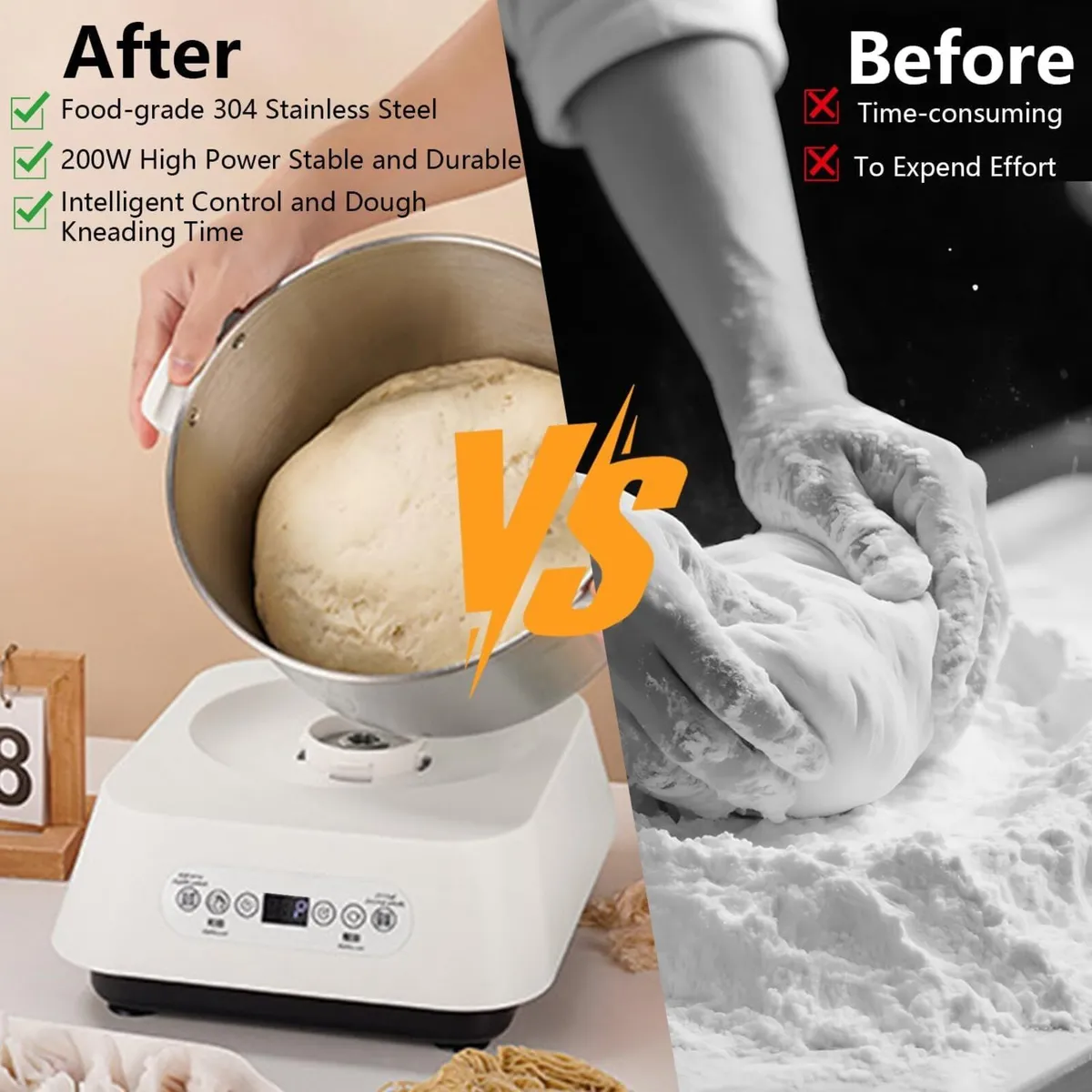 Stainless Steel Dough Mixer 7L Automatic Kneading - Image 4