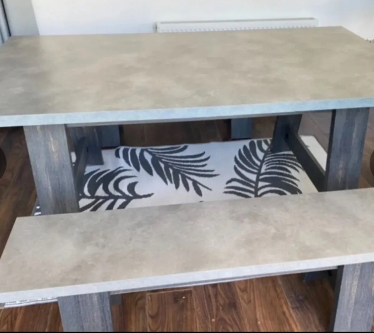 Kitchen/Dining table and two benches - Image 2