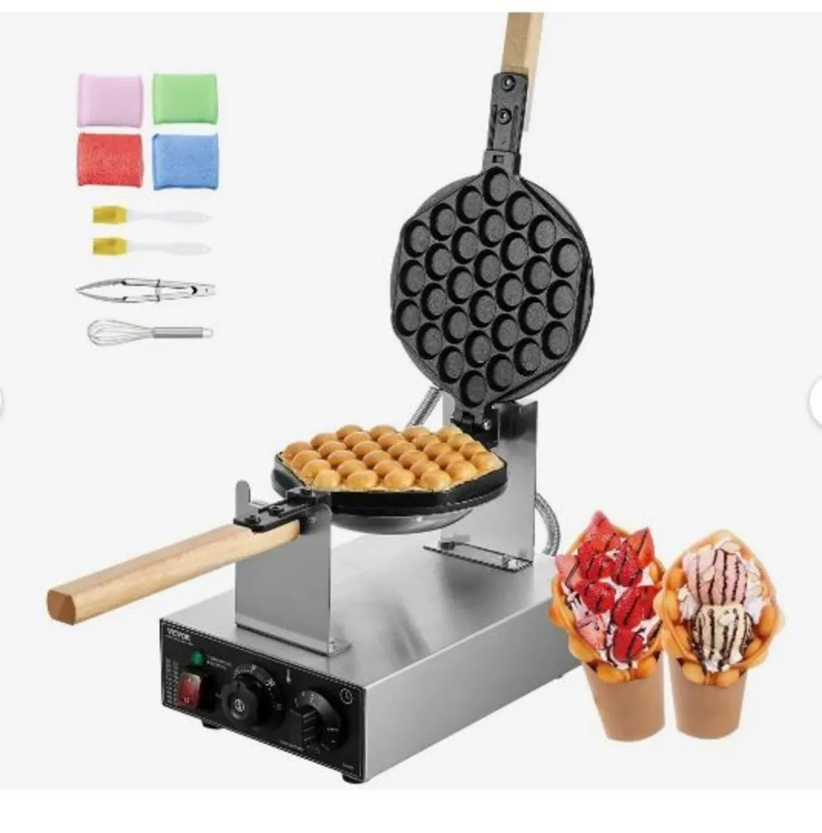 Commercial Bubble Waffle Maker, 1400W - Image 3