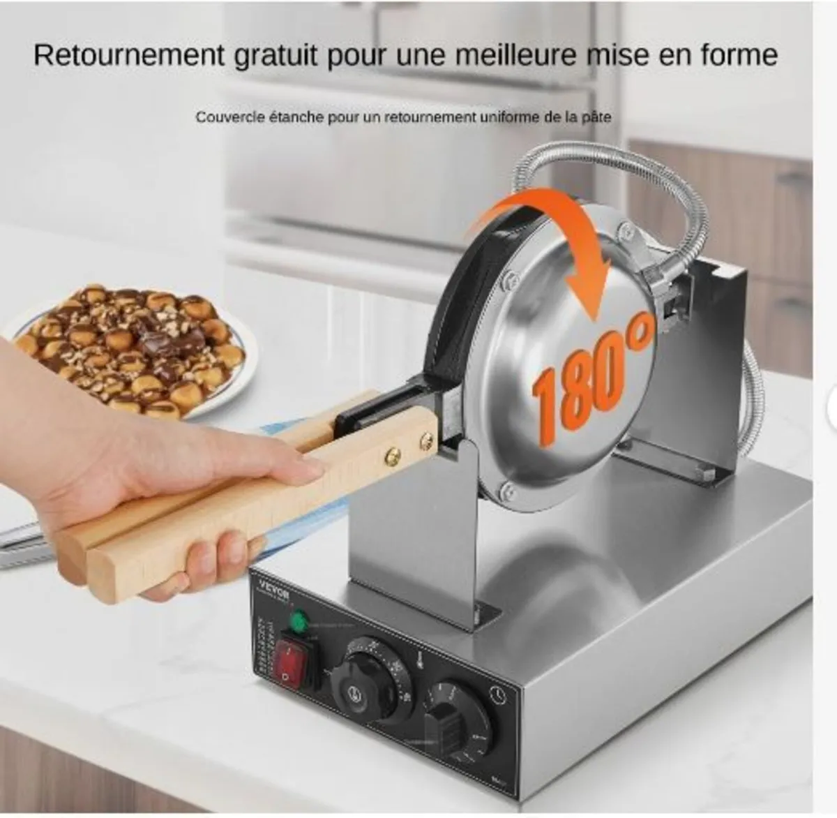 Commercial Bubble Waffle Maker, 1400W - Image 4