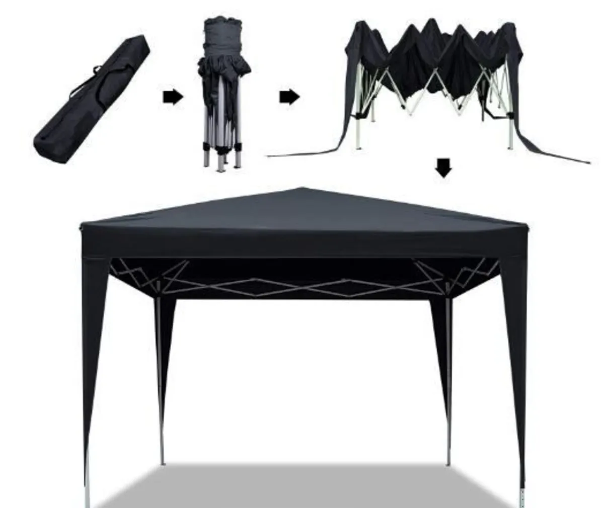 Gazebo Pop Up 3x3m Waterproof w/ 4 Side Panels - Image 4