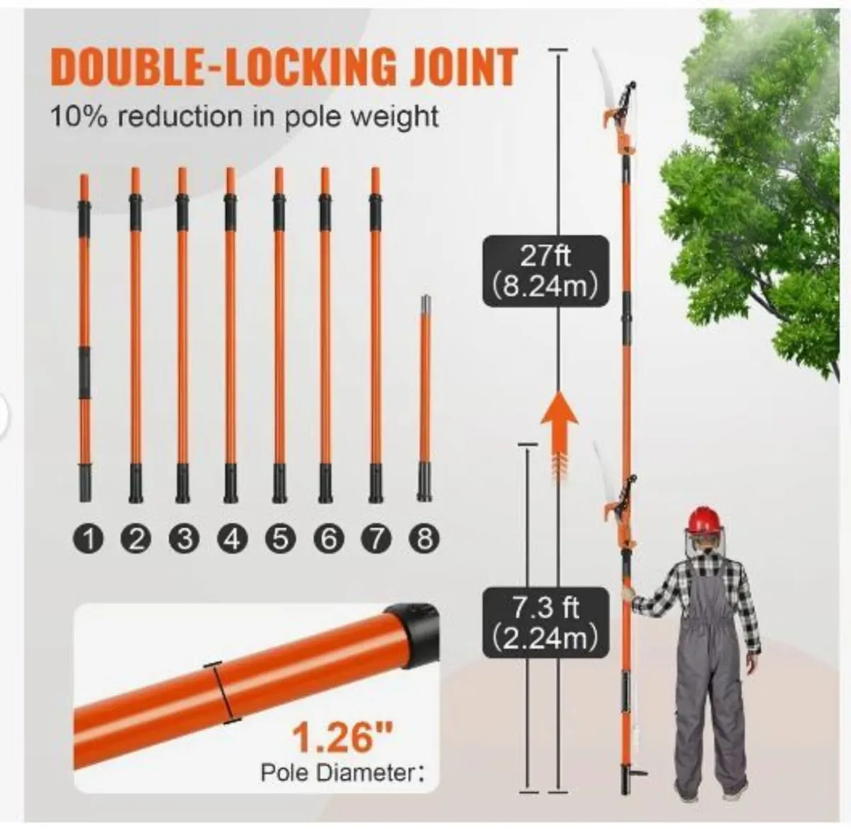 Manual Pole Saw, 2.2-8.2 m Extendable - Image 4