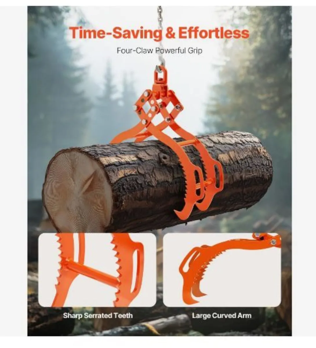 28in Log Lifting Tongs, 4-Claw Log Tongs - Image 4