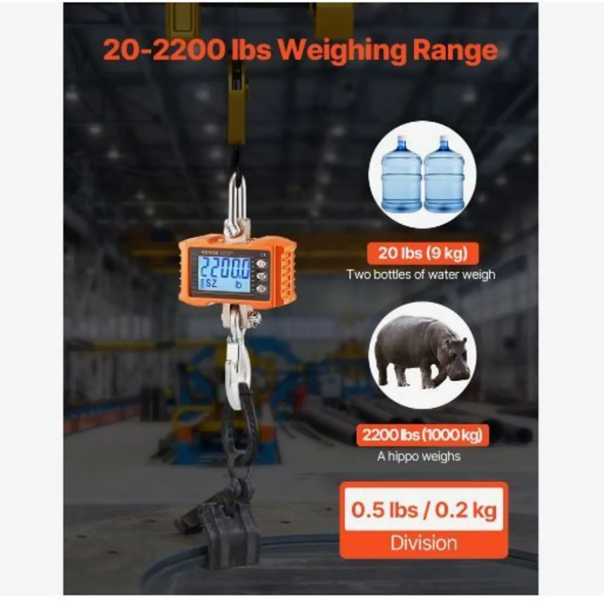 Digital Crane Scale, 2200 lbs/1000 kg - Image 2