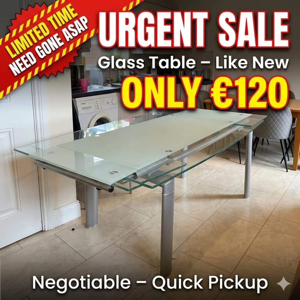 Extendable glass table - Image 1