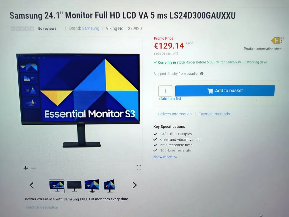 Gaming Monitors SAMSUNG/LENOVO 24 Inch New - Image 1