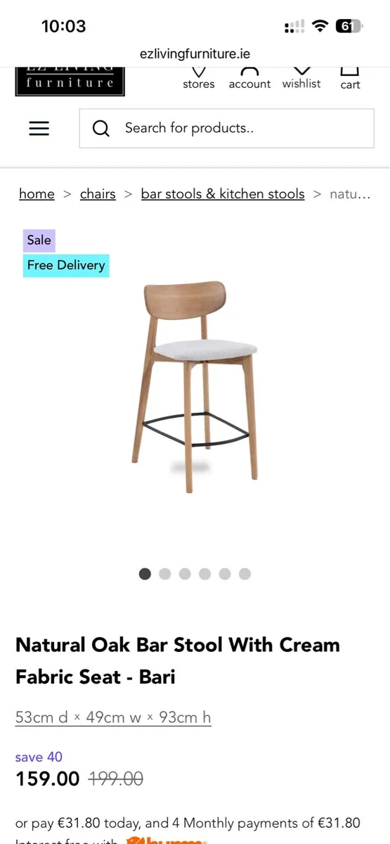 EZ Living Oak Bar Stools - Brand New (3 chairs) - Image 2