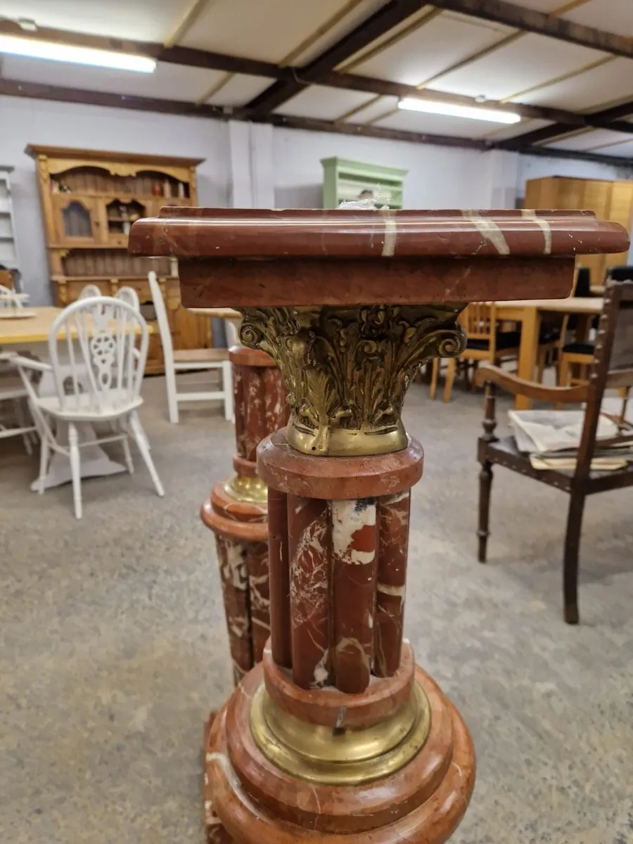 Large pair vintage marble columns, pedestals - Image 2