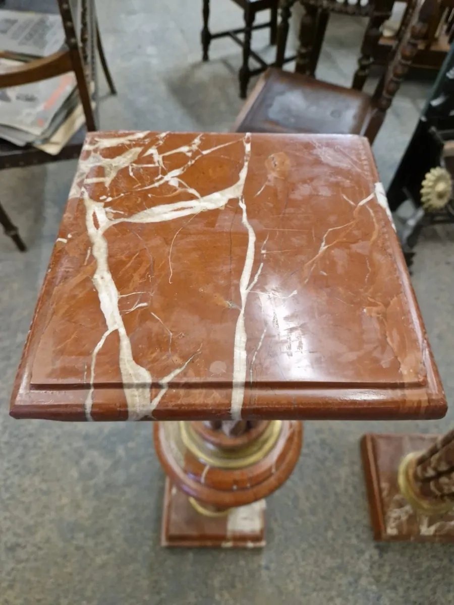 Large pair vintage marble columns, pedestals - Image 4