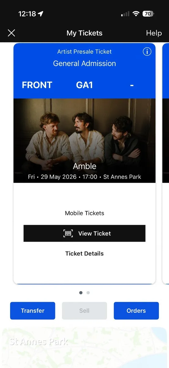 2 Tickets for Amble in St. Anne’s Park May 29th - Image 1