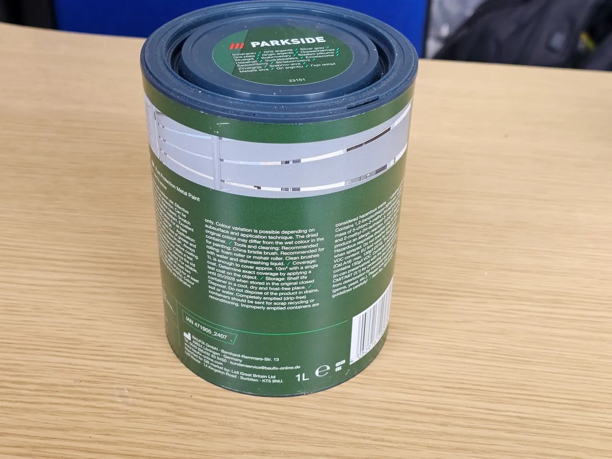 1L Silver Grey matt Rust Protection Metal Paint - Image 2