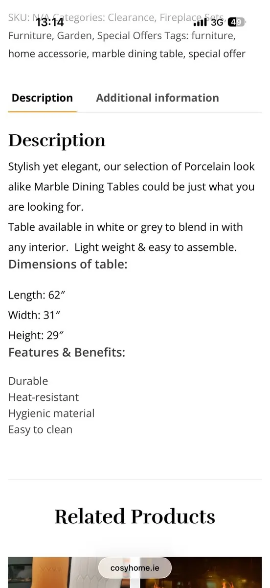 Kitchen marble top table - Image 3