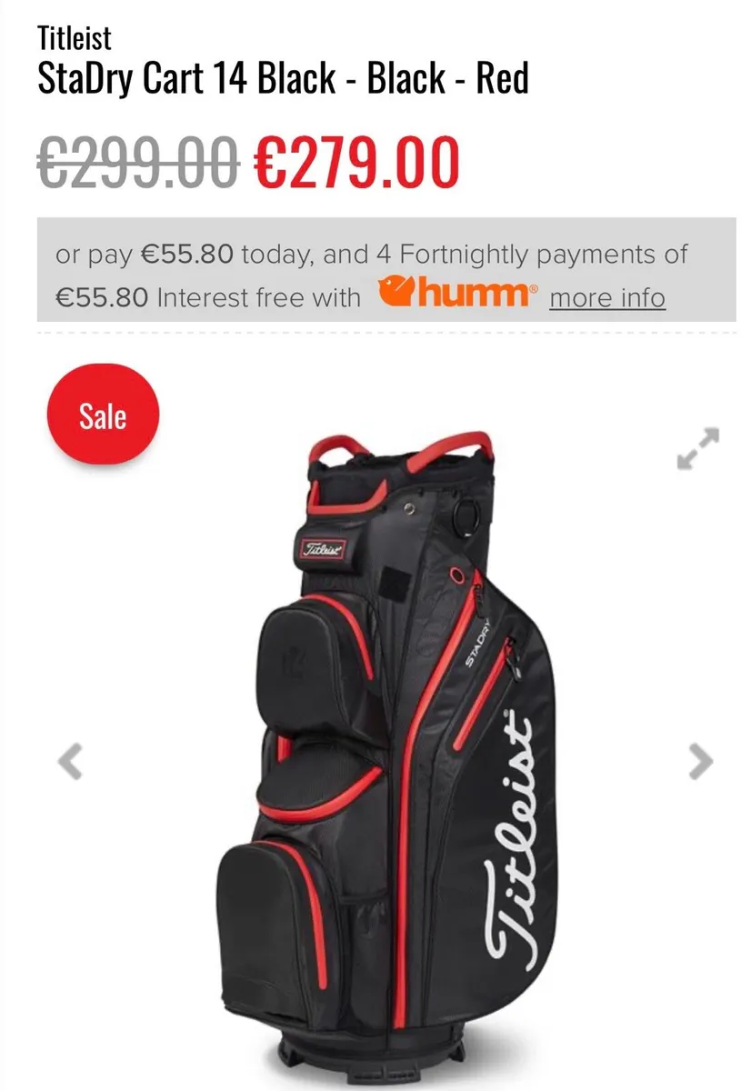 TITLEIST STADRY CART 14 BLACK