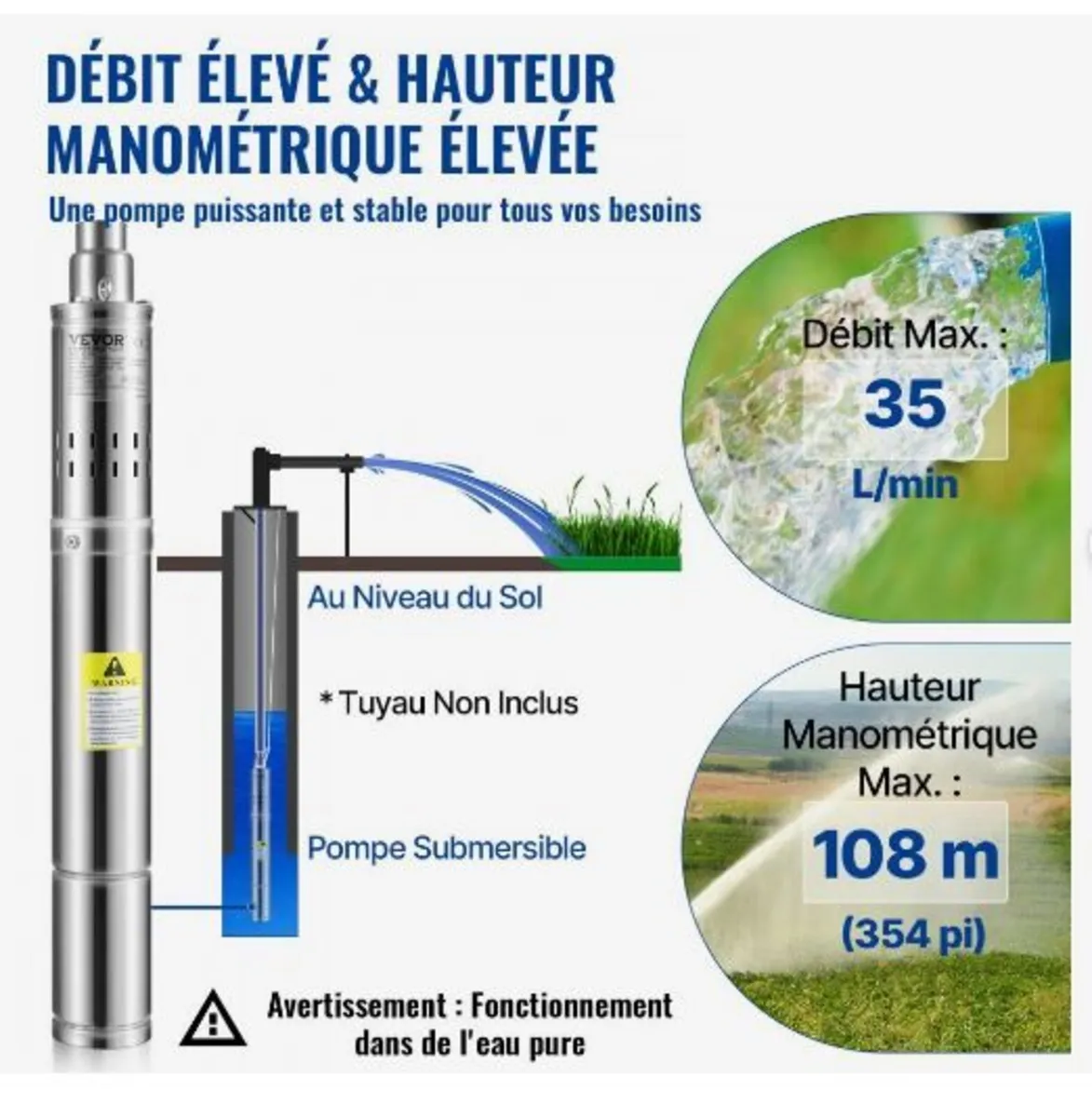 Deep Well Submersible Pump, 550W - Image 4