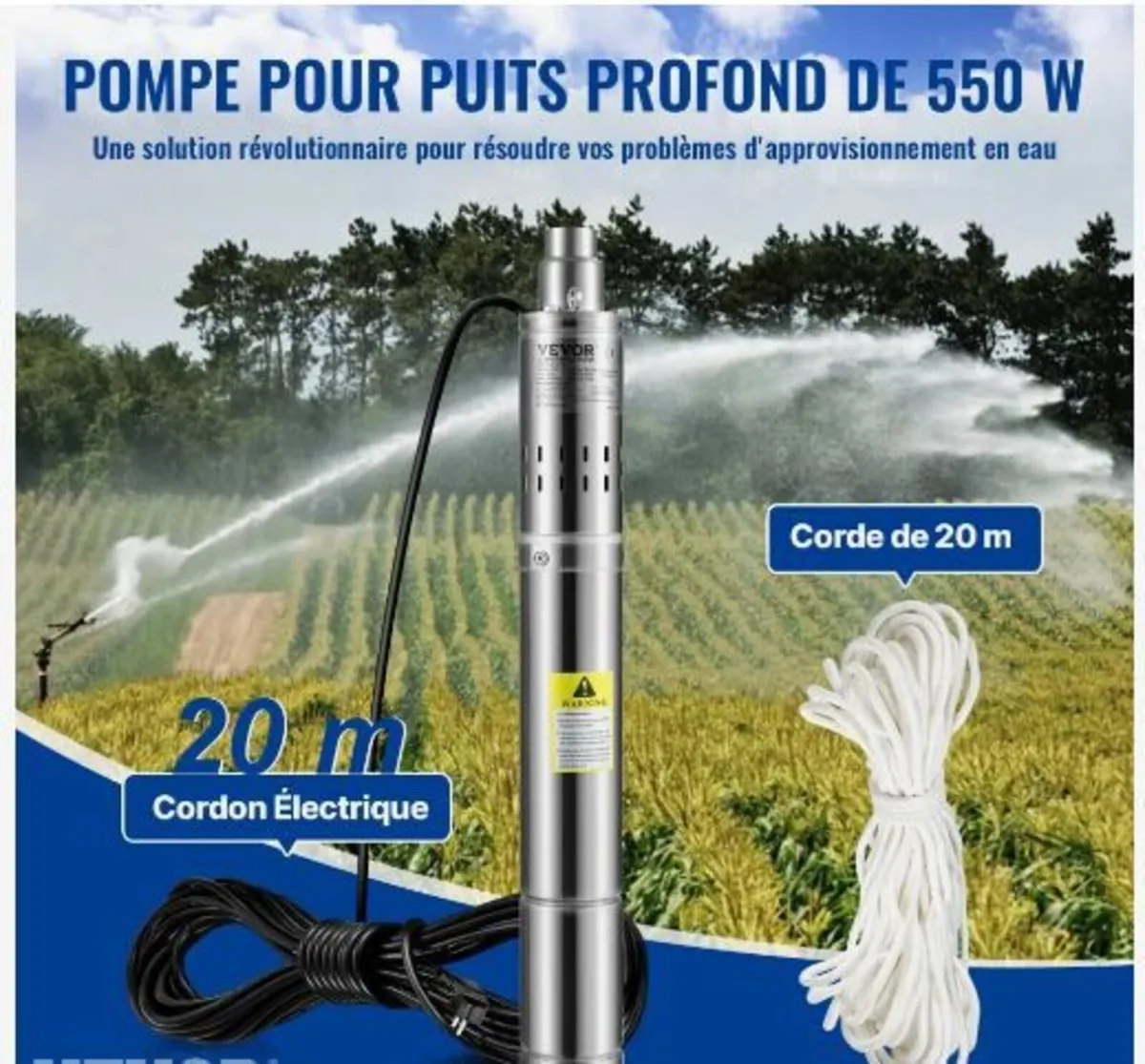 Deep Well Submersible Pump, 550W - Image 3