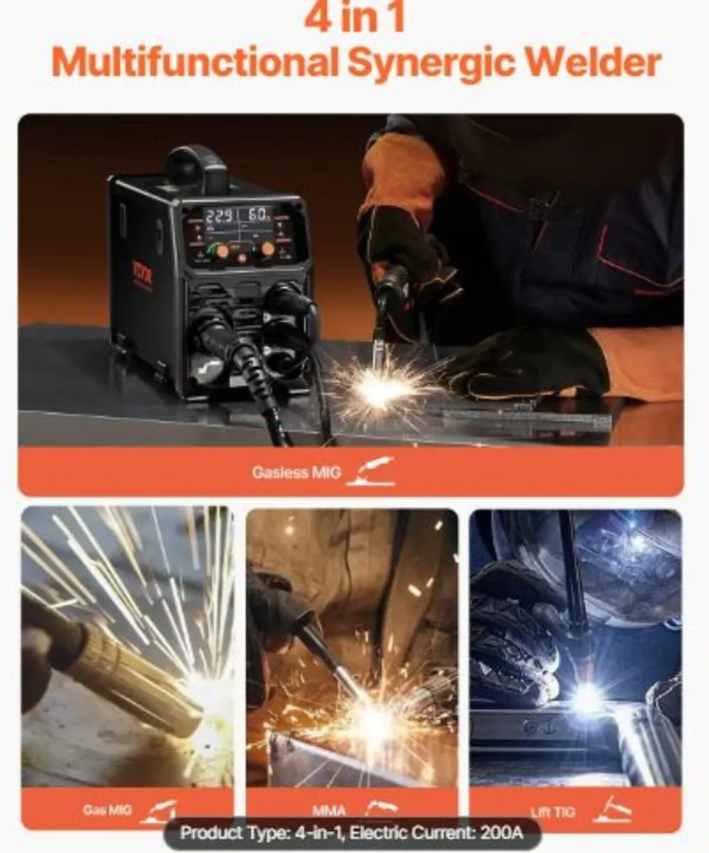 MIG Welder, 200A Synergic Mig Welding Machine, - Image 2