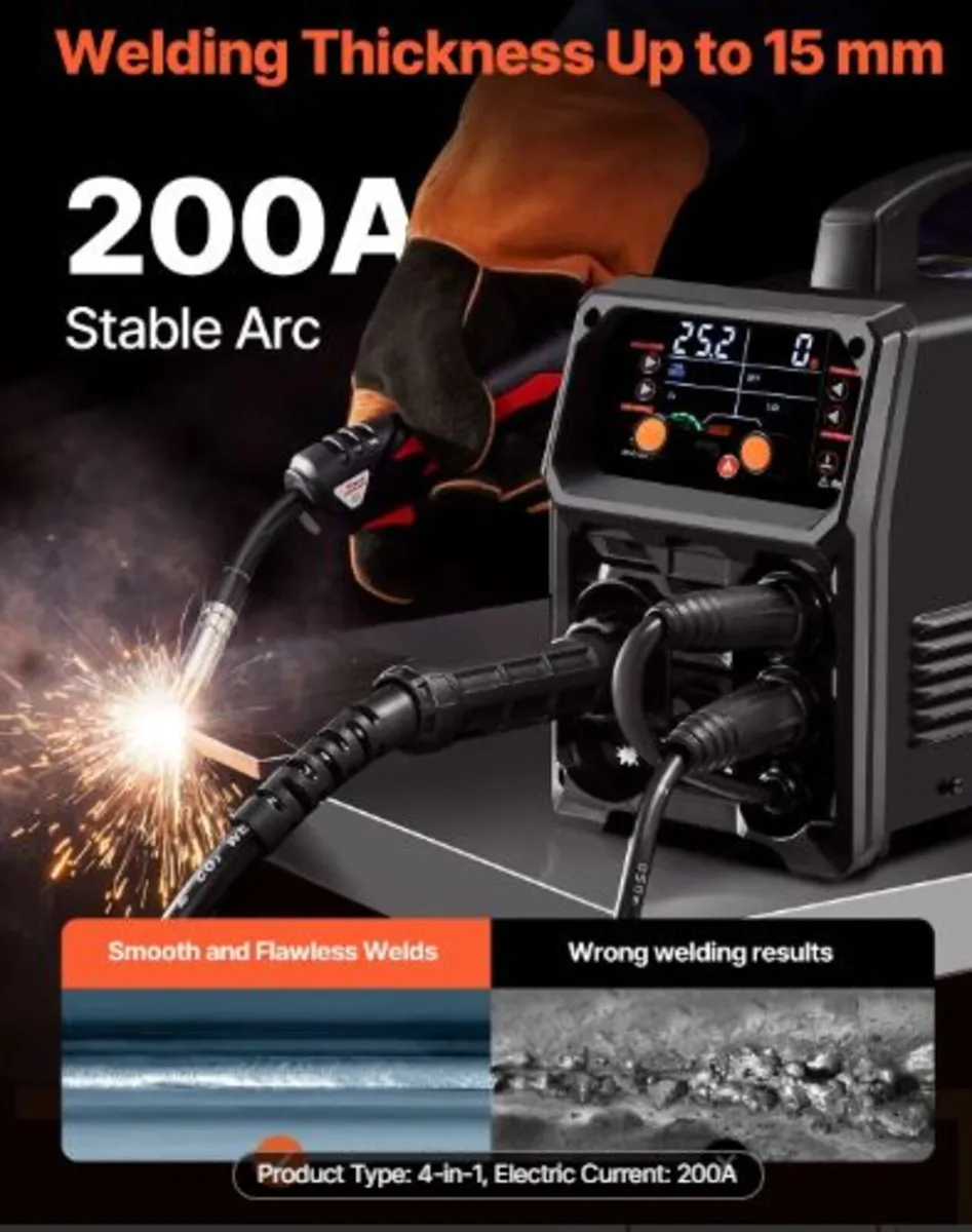 MIG Welder, 200A Synergic Mig Welding Machine, - Image 4