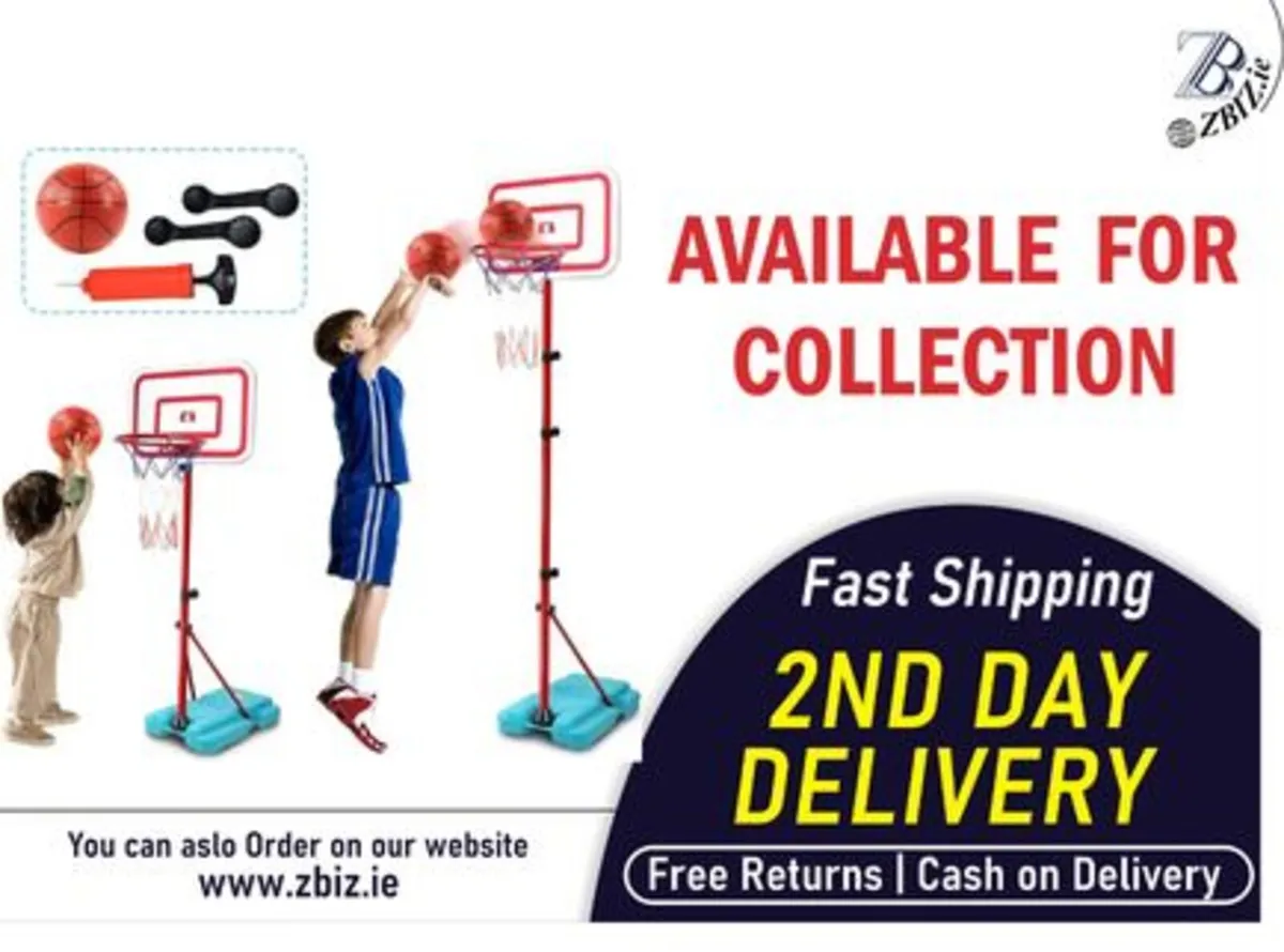 Adjustable Basketball Hoop and Stand for Children - Image 1