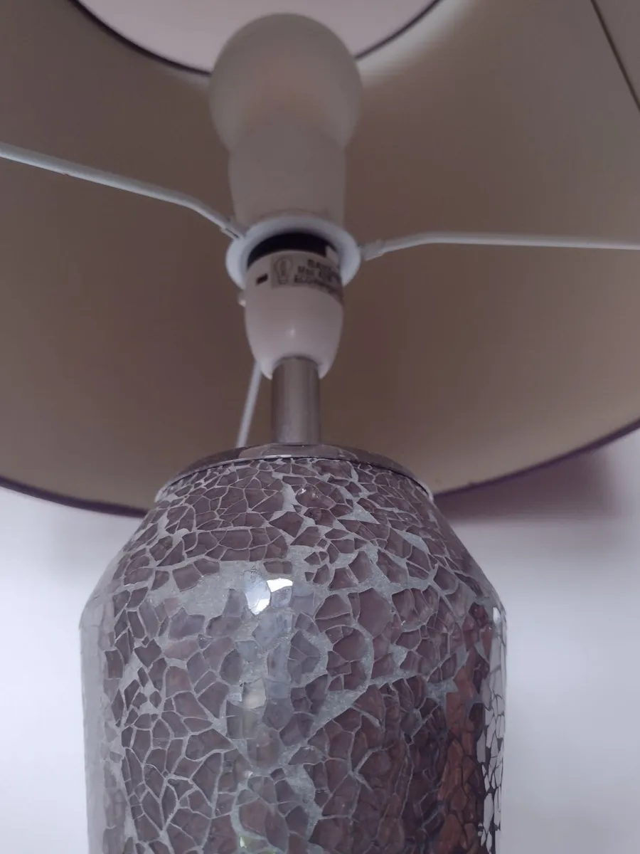 Tall heavy chrome floor lamp with shade - Image 1