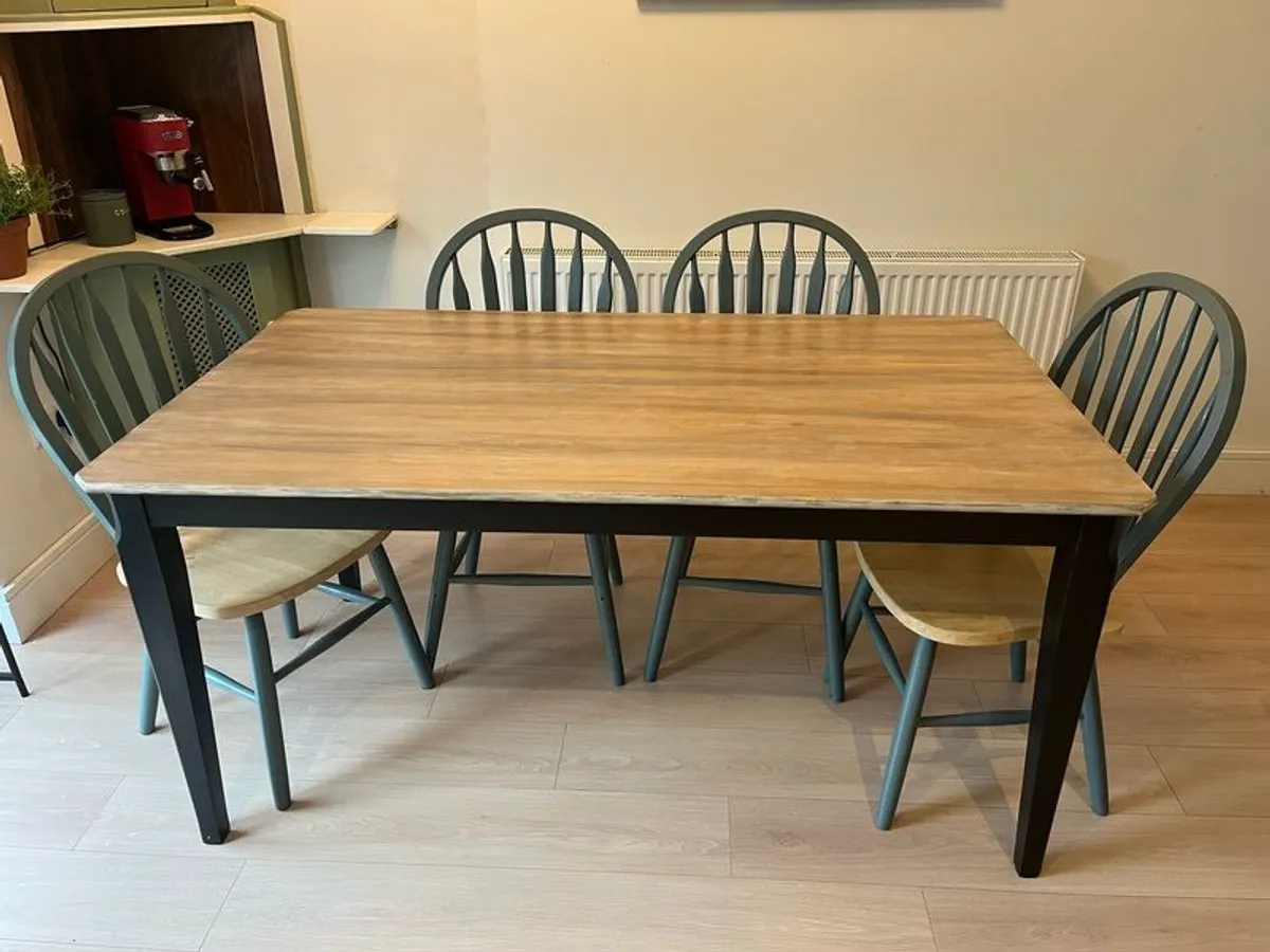 Upcycled Solid Wood Dining Table - Hand Painted White Coffee Whitewash - Modern Rustic - One of a Kind - Image 3