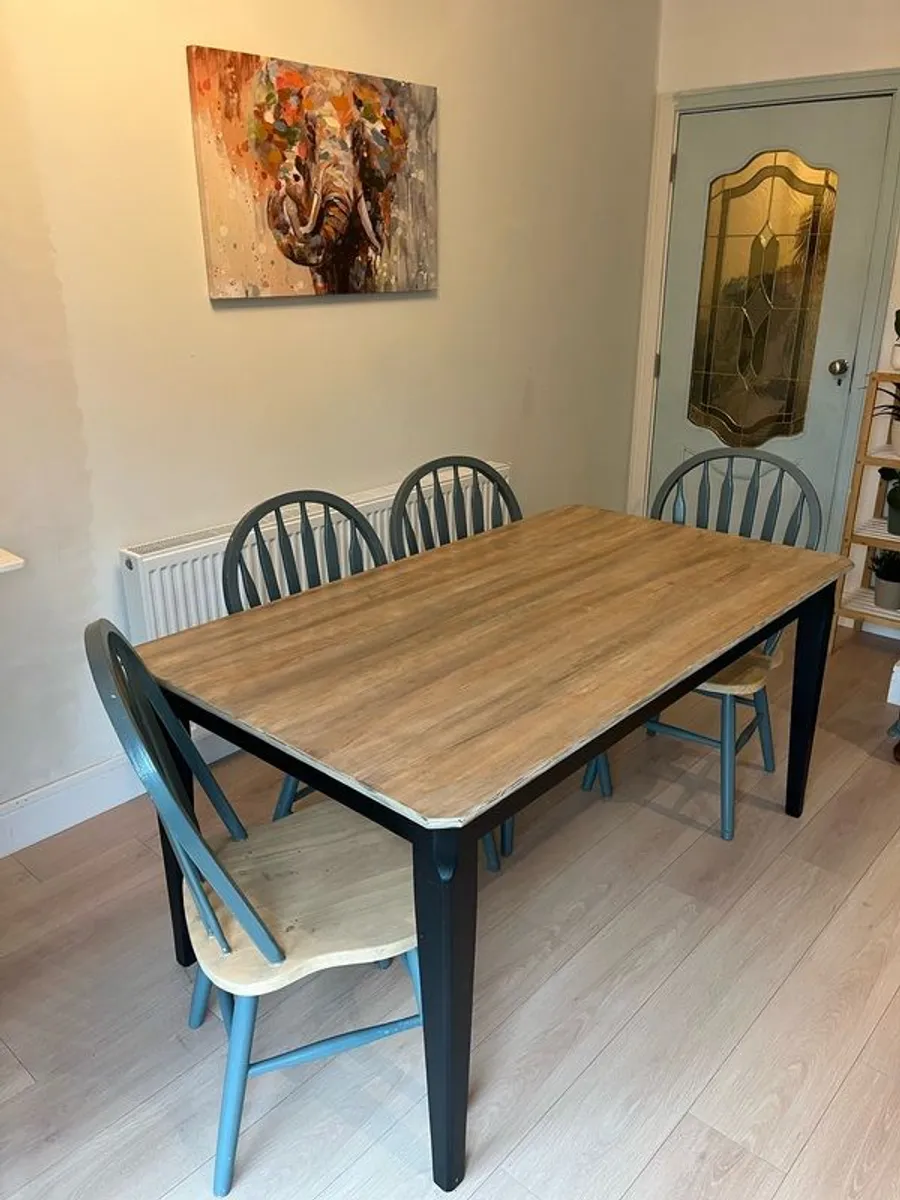 Upcycled Solid Wood Dining Table - Hand Painted White Coffee Whitewash - Modern Rustic - One of a Kind - Image 4