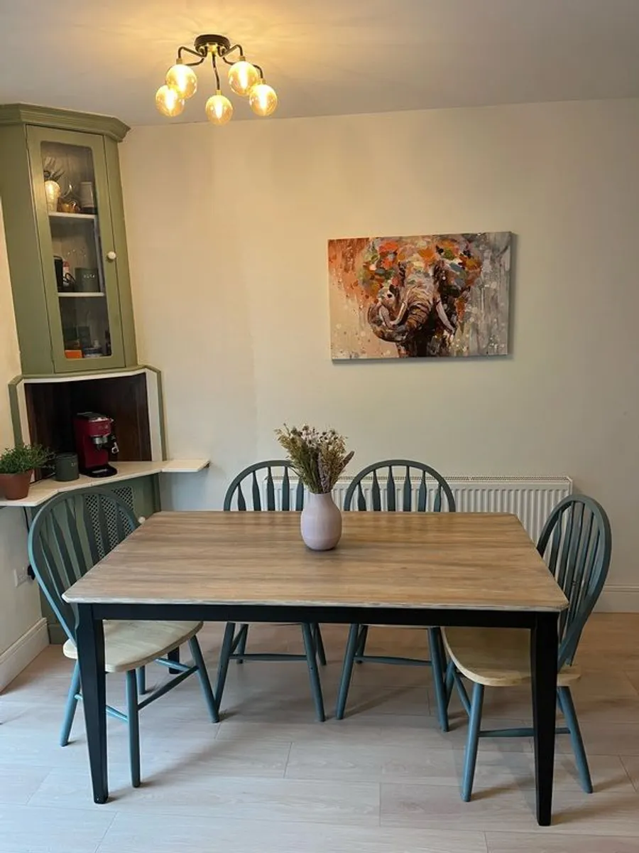 Upcycled Solid Wood Dining Table - Hand Painted White Coffee Whitewash - Modern Rustic - One of a Kind - Image 1