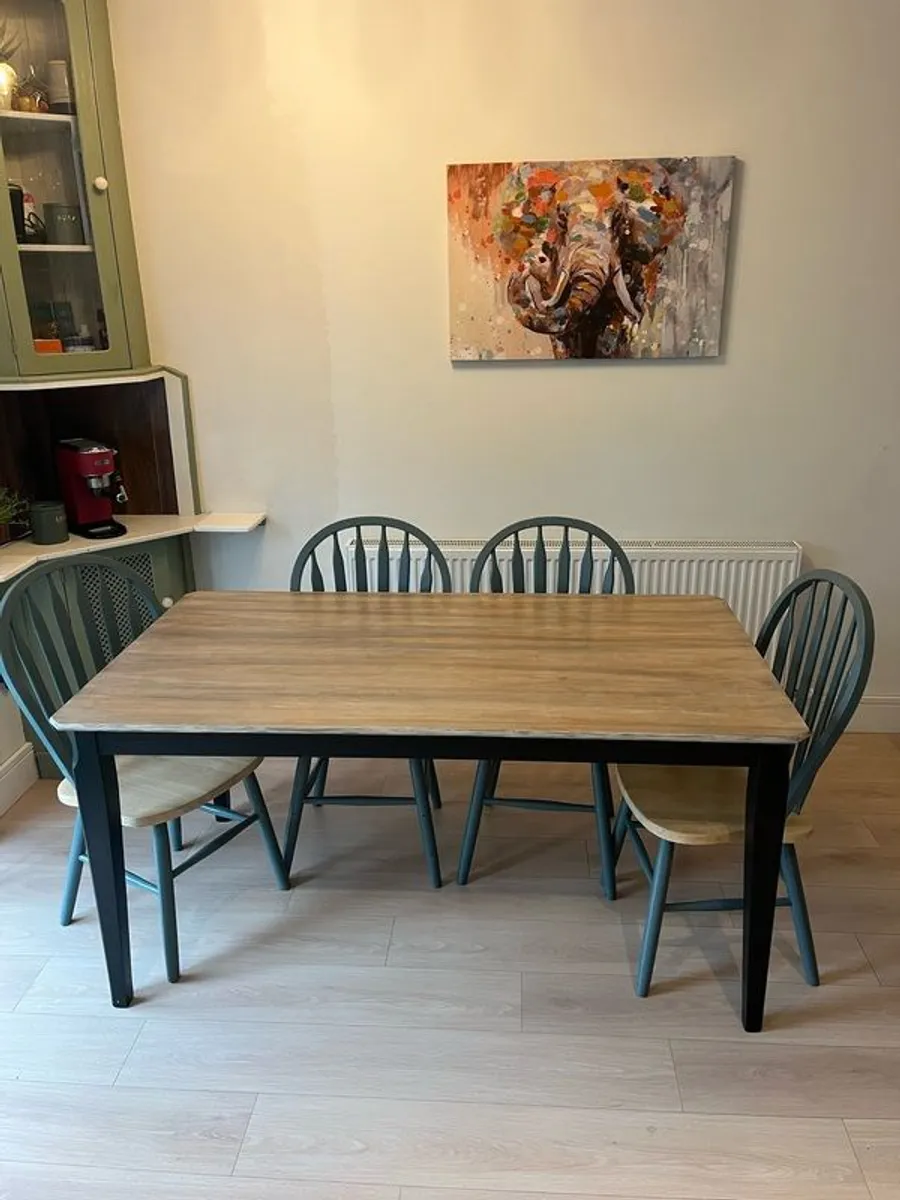 Upcycled Solid Wood Dining Table - Hand Painted White Coffee Whitewash - Modern Rustic - One of a Kind - Image 2