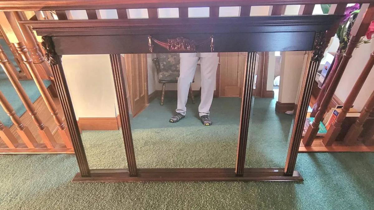 Antique Overmantel Mirror – Solid Mahogany, Large - Image 3