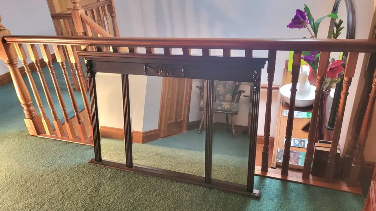 Antique Overmantel Mirror – Solid Mahogany, Large - Image 1