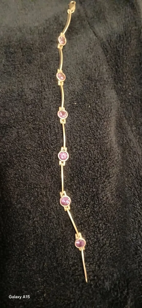 Sterling Silver 925 Bracelet with  Ruby Stones - Image 3