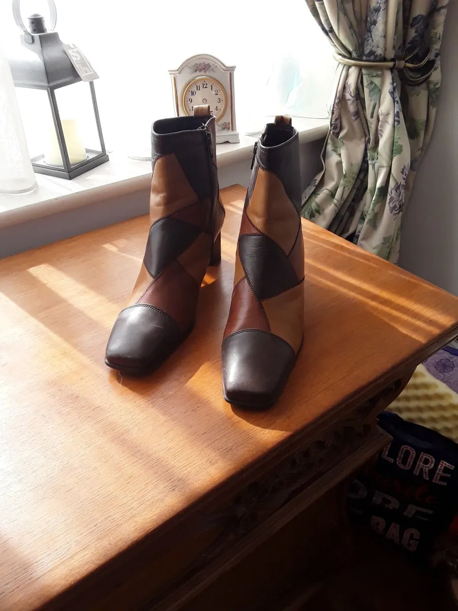 Ladies pure leather new patchwork ankle boots - Image 3