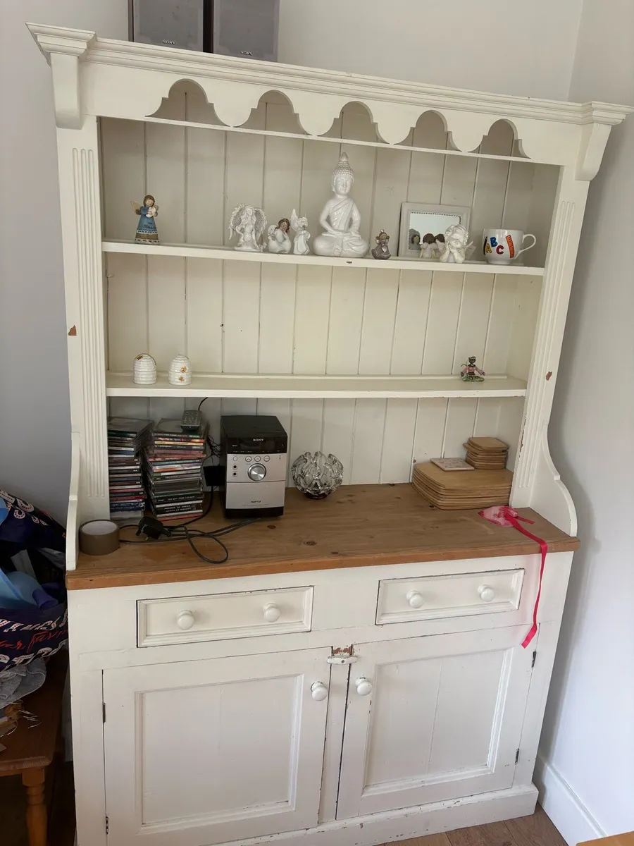 Solid Wood Dresser / Hutch - Cream & Pine Finis