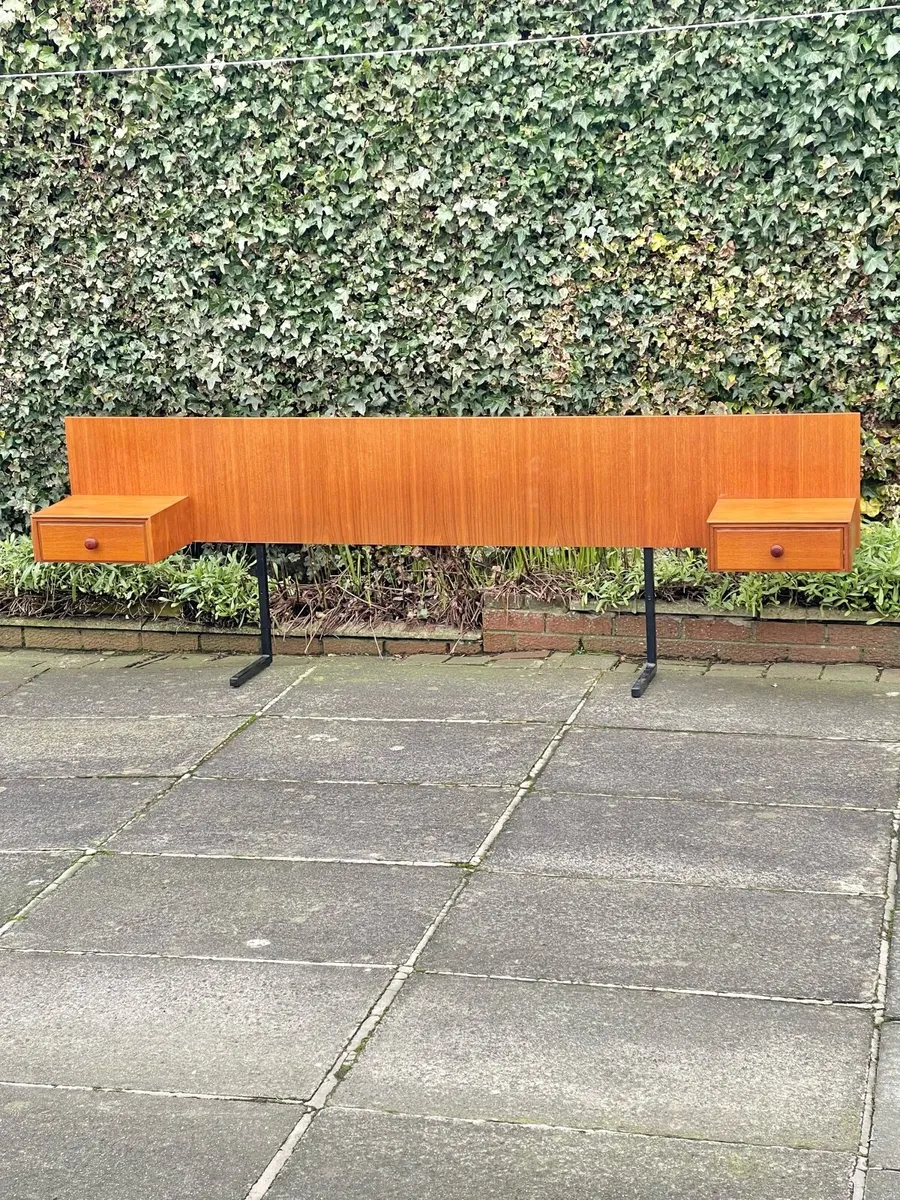 Mid century headboard and bedsides - Image 2
