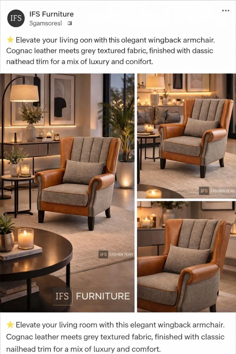 Wingback Accent Chair – Modern Two-Tone Design - Image 1