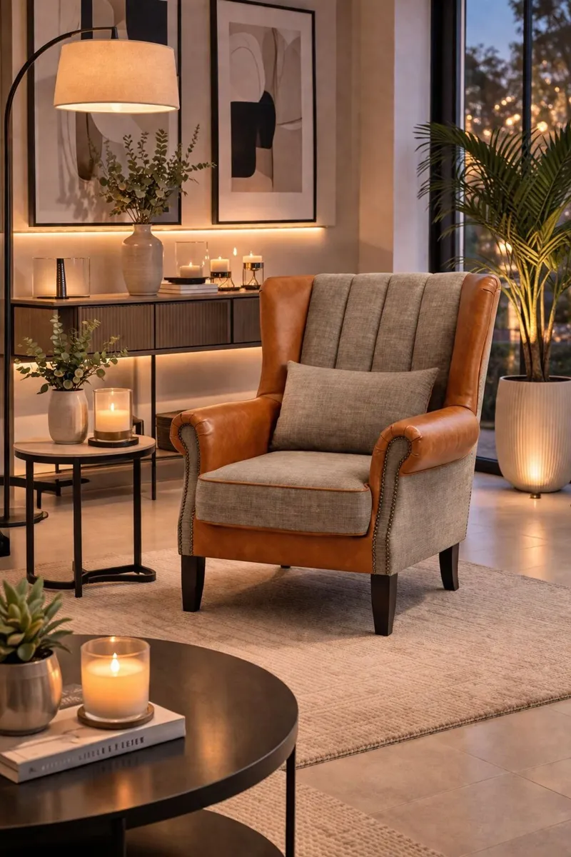 Wingback Accent Chair – Modern Two-Tone Design - Image 2