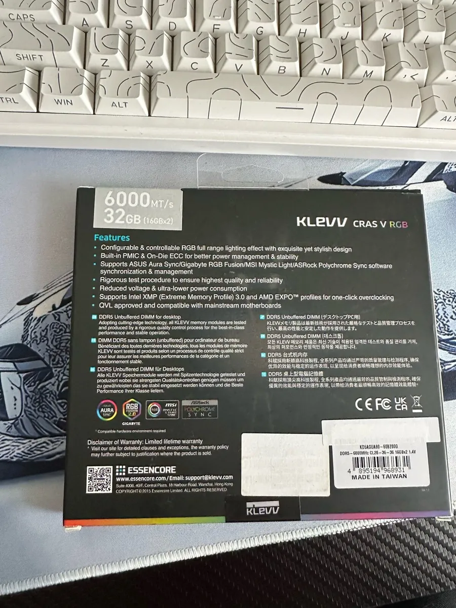 Ddr5 ram 32gb 6000mhz cl28 Klevv Cras V Rgb - Image 2