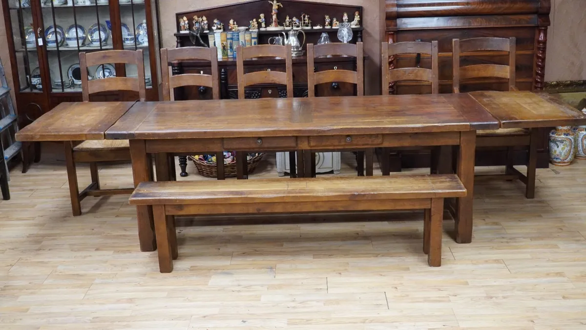 Solid Oak Rustic Dining Set - Image 2