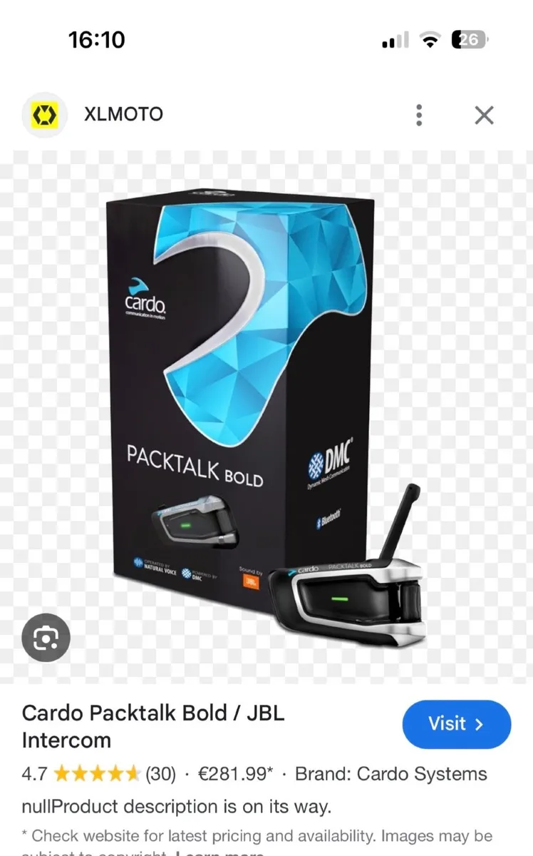 Cardo Packtalk bold intercom - Image 1