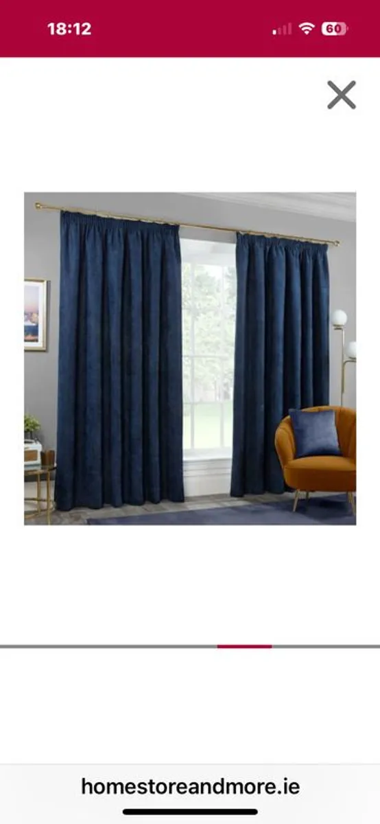Blackout Herringbone Pencil Pleat Curtains - Navy - Image 1