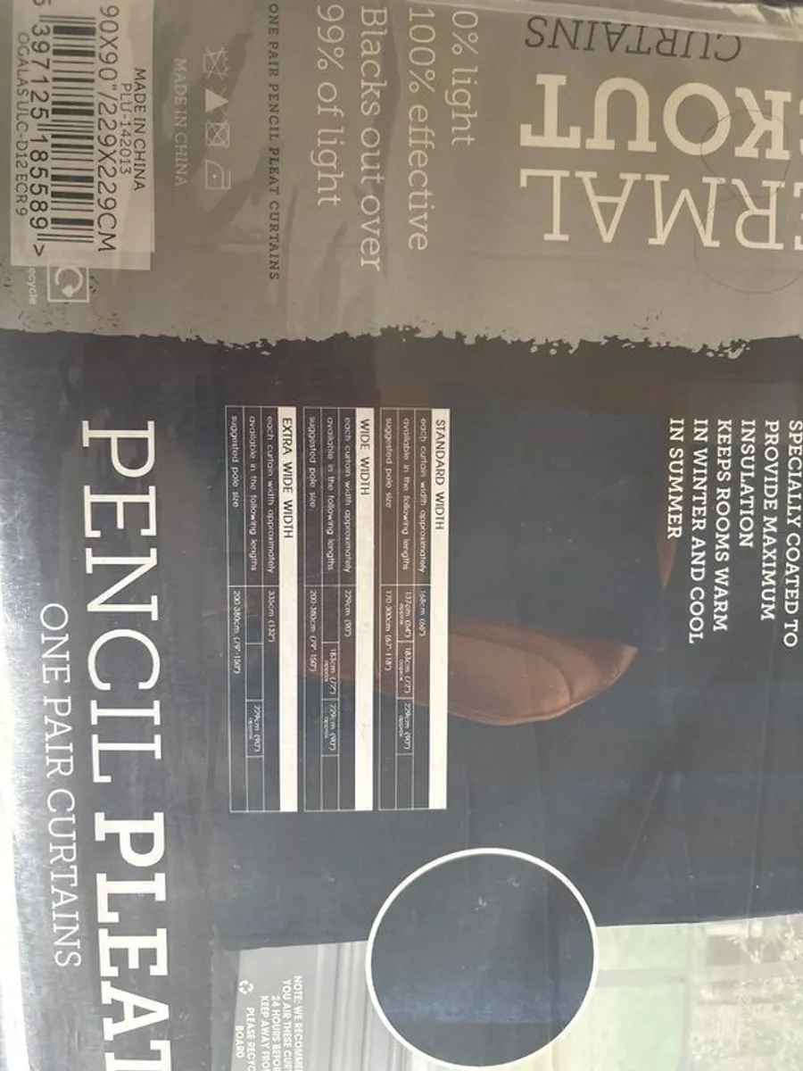 Blackout Herringbone Pencil Pleat Curtains - Navy - Image 2