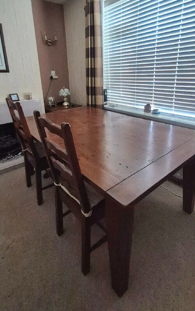 Solid Oak Extendable Dining Table, x6 Chairs - Image 1