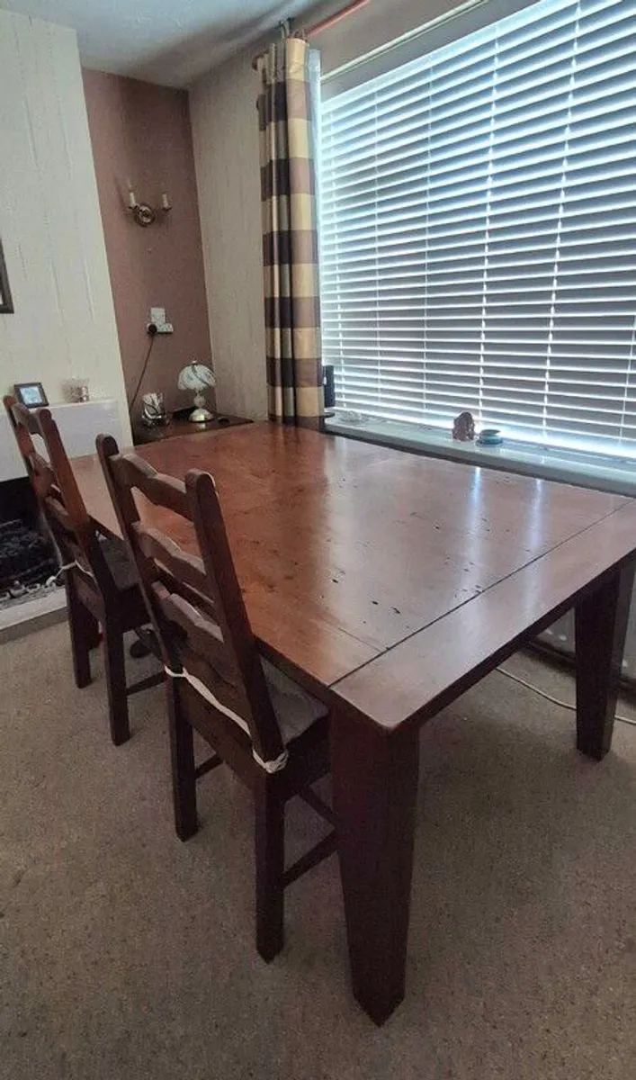 Solid Oak Extendable Dining Table, x6 Chairs - Image 2