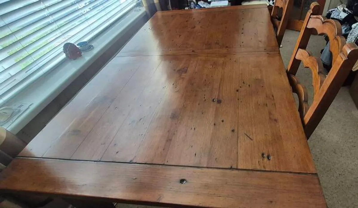 Solid Oak Extendable Dining Table, x6 Chairs - Image 3