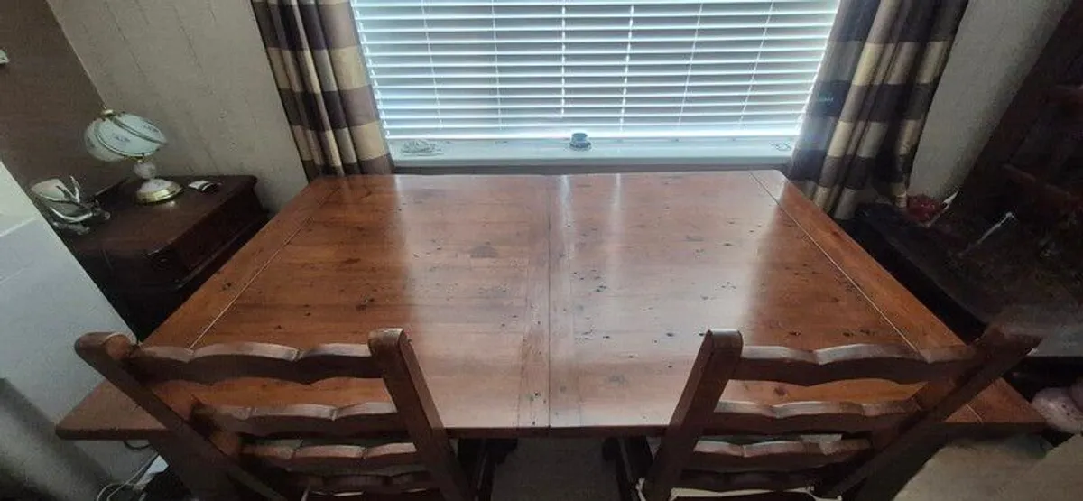 Solid Oak Extendable Dining Table, x6 Chairs - Image 4