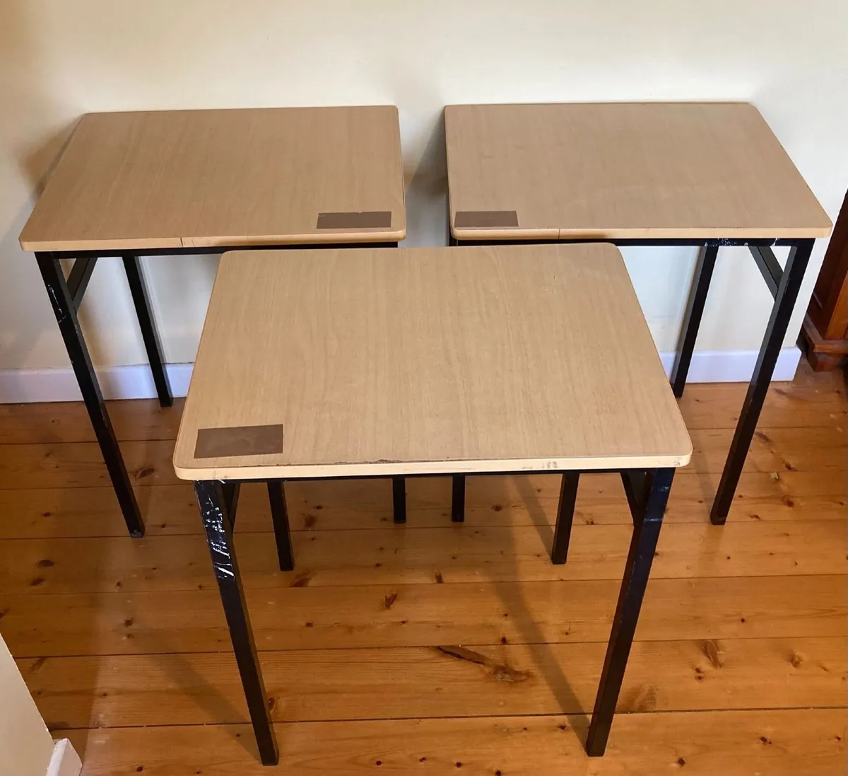 Set of 3 Modern Wood & Metal Tables - Image 1